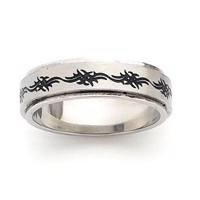 bp1098900 - Stål ring, poleret med tatoo mønster på spinning ring.