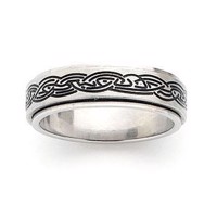 bp1099500 - Stål ring, poleret med tatoo mønster på spinning ring.