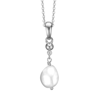 Halskæde hvid perle sølv | By Aagaard