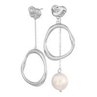 Rhodineret sølv ørering m. Barokperle  | Nordahl Jewellery