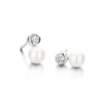 Ava Stud Zirkonia Ferskvandsperle Sølv | Spirit Icons