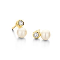 Ava Stud Zirkonia Ferskvandsperle Forgyldt | Spirit Icons