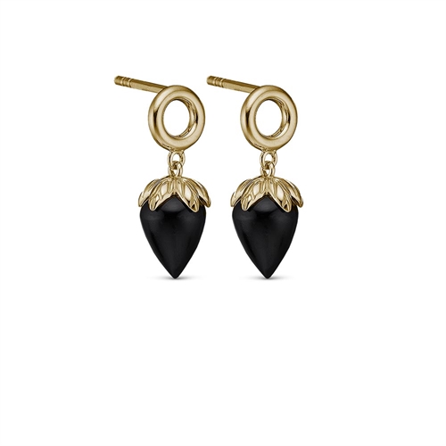 BLACK CHALCEDONY STUDS,COLORFUL, GOLDPLATED| Christina Watches