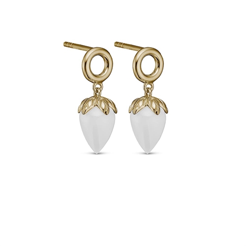 WHITE CHALCEDONY STUDS,COLORFUL, GOLDPLATED| Christina Watches