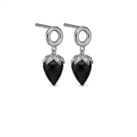 BLACK CHALCEDONY STUDS, COLORFUL, SILVER| Christina Watches