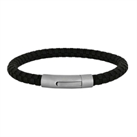 Armbånd Sort Kalveskind Stål | Son of Noa 