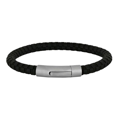 Armbånd Sort Kalveskind Stål | Son of Noa 