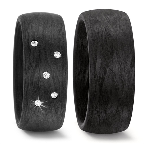 Carbon ringe med diamanter
