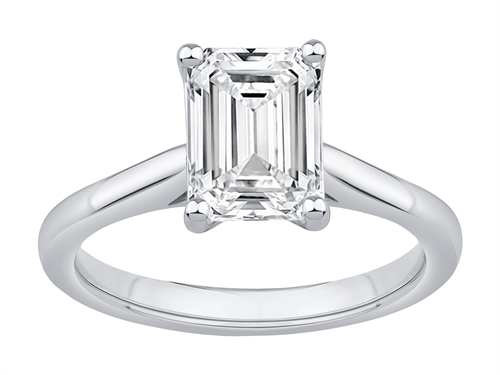 LAB Emerald cut14kt hvid  2.00ct w/Si