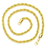 Rope cordel kæde 4 mm forgyldt stål 